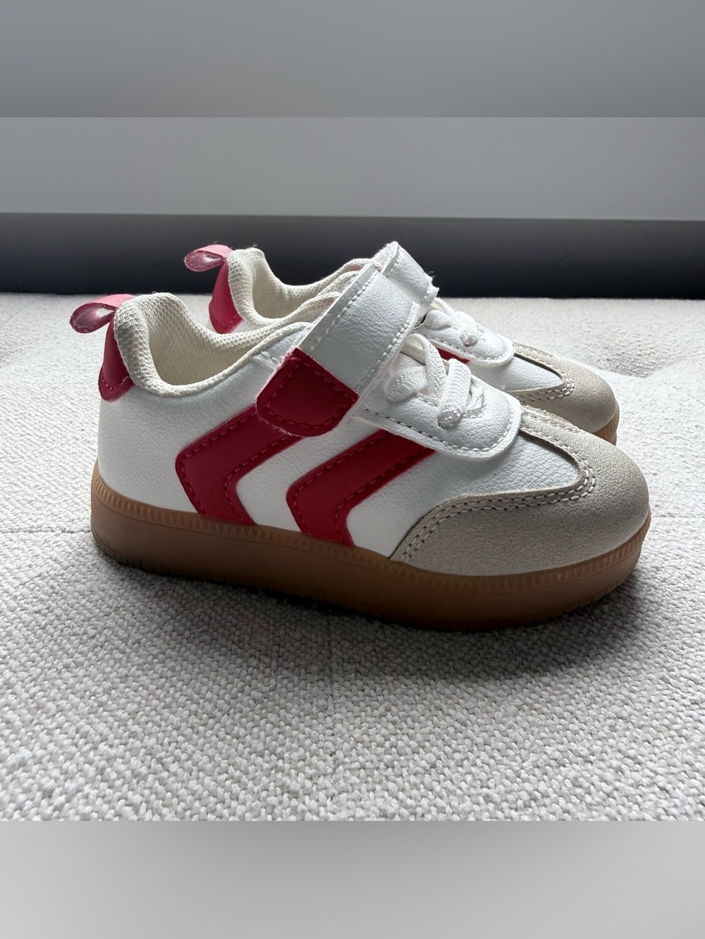 First Steps toddler size 5 white/ red sneakers